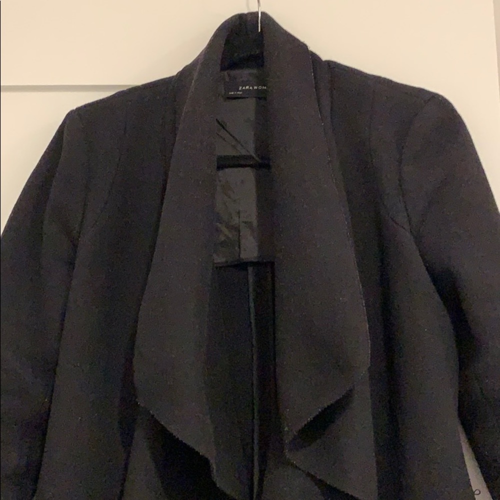 Zara Waterfall Coat in Black - Picture 4 of 8